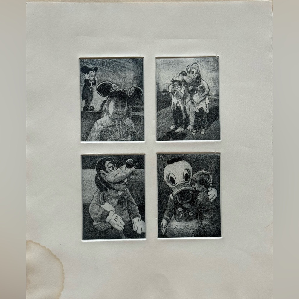 Disney Characters with Kids Etched Metal Plates Close Art Prints by Ron Pekar